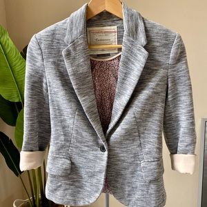 Grey business casual blazer from Anthropologie